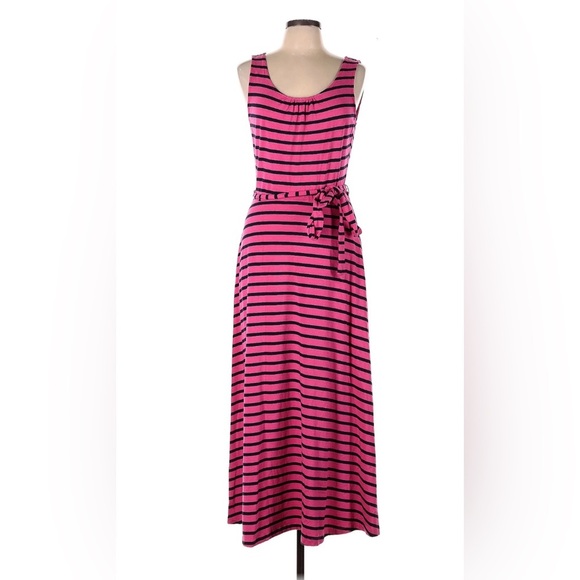 Talbots Dresses & Skirts - Talbots Pink and Blue Stripe Tie Waist Maxi Dress Medium Petite